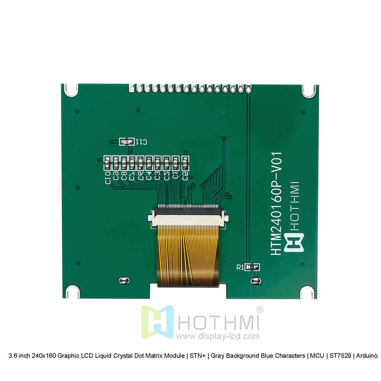 3.6寸240x160图形LCD液晶点阵模组 | STN+ |灰底蓝字 | MCU | ST7529 | Arduino