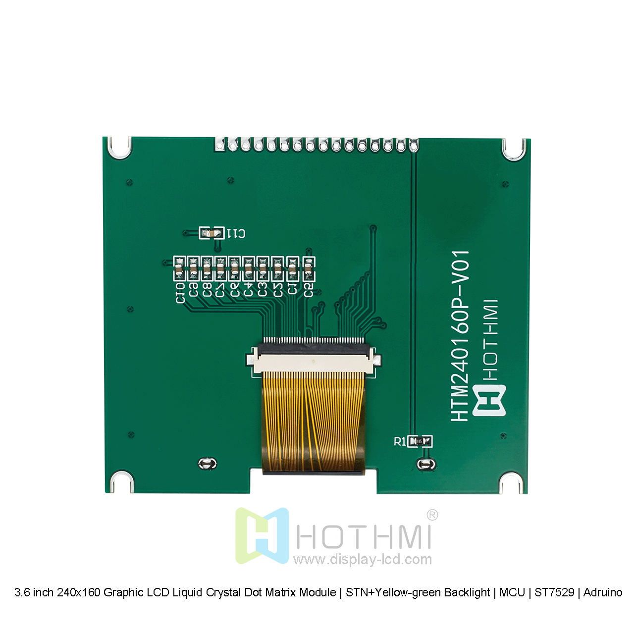 3.6寸240x160图形LCD液晶点阵模组 | STN+黄绿背光 | MCU | ST7529 | Arduino
