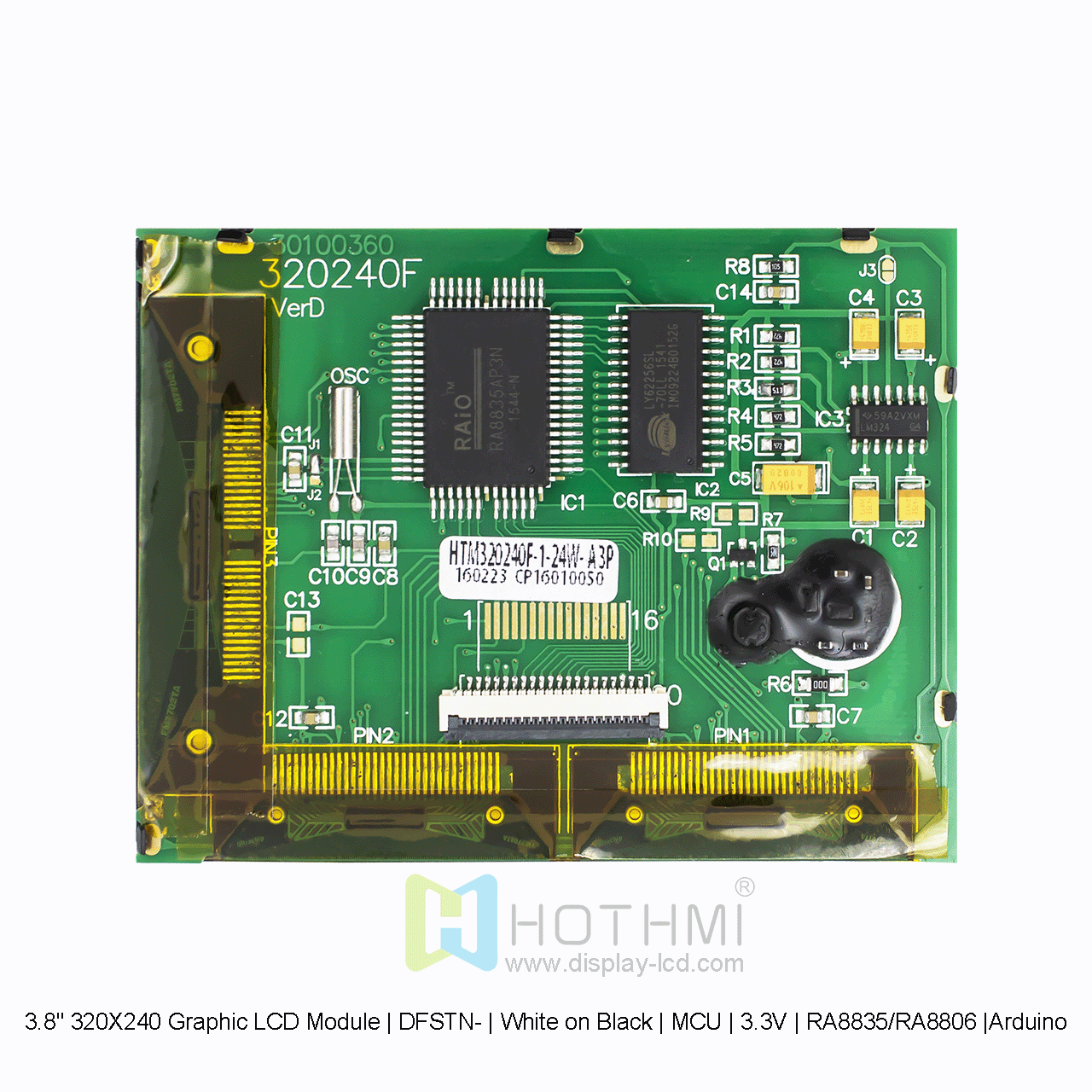 3.8寸320X240 图形液晶模块 | DFSTN- | 黑底白字|  MCU | 3.3V | RA8835/RA8806 |Arduino 
