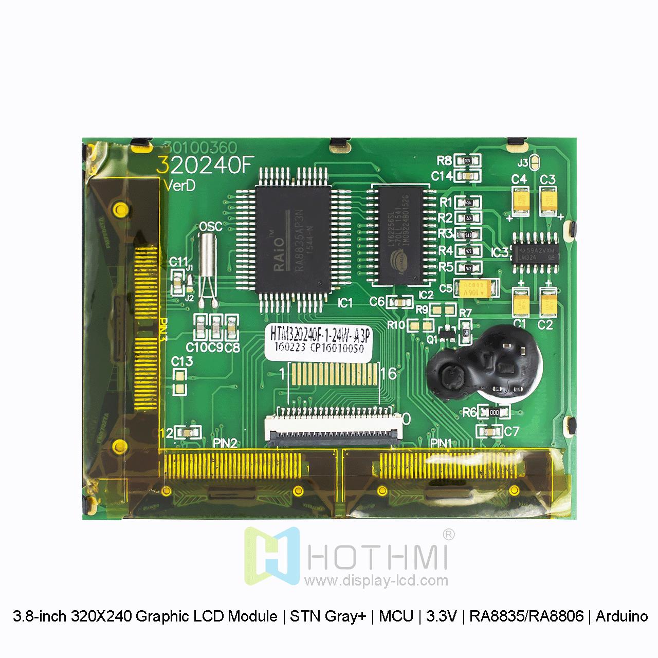 3.8寸320X240 图形液晶模块 | STN灰+ |  MCU | 3.3V | RA8835/RA8806 | Arduino 