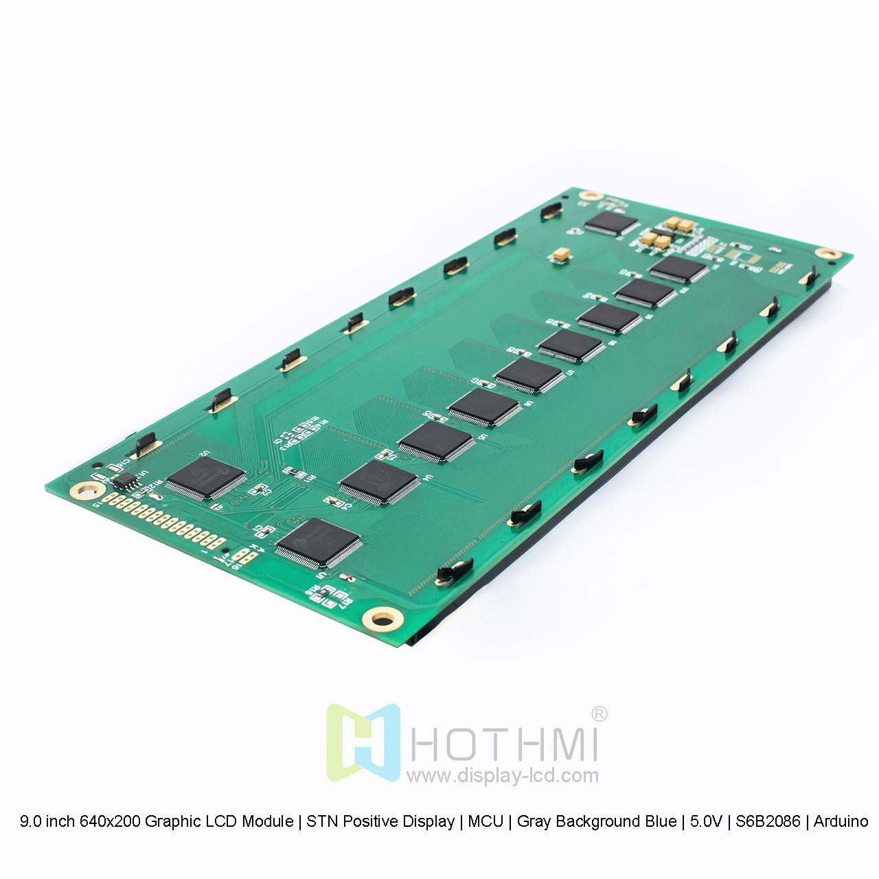 9.0寸640x200图形LCD液晶显示模组 | STN正显示 |  MCU |灰底蓝字 | 5.0V | S6B2086 | Arduino 