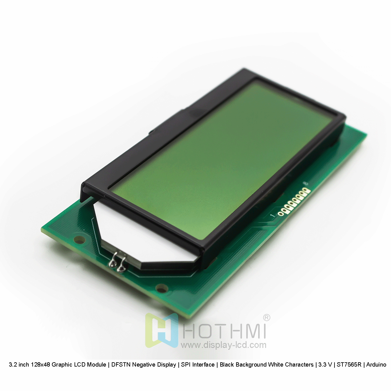 3.2寸128x48图形LCD液晶显示模组 | DFSTN负显 |  SPI接口  | 黑底白字 | 3.3 V | ST7565R | Arduino