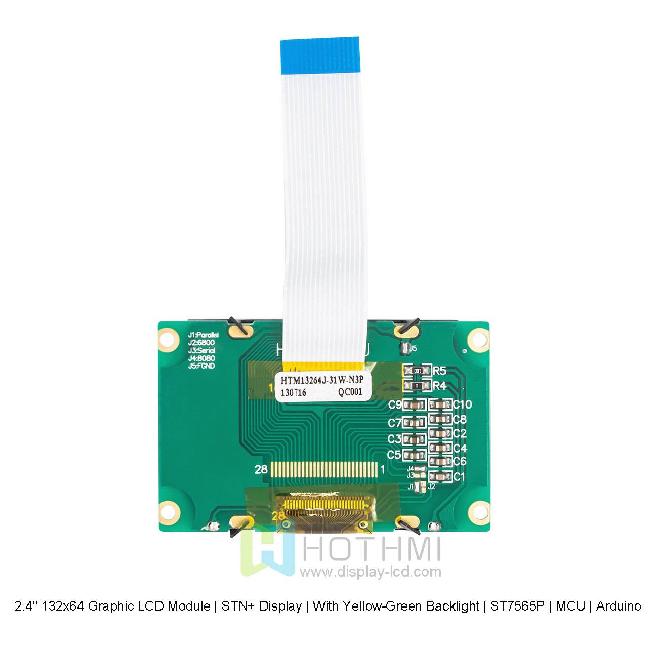 2.4寸132x64 图形 LCD 模块 | FSTN+ 显示 | 白底灰字 | ST7565P | MCU | Arduino