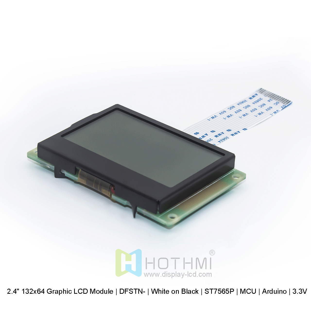2.4寸132x64 图形 LCD 模块 | DFSTN-  | 黑底白字 | ST7565P | MCU | Arduino | 3.3V