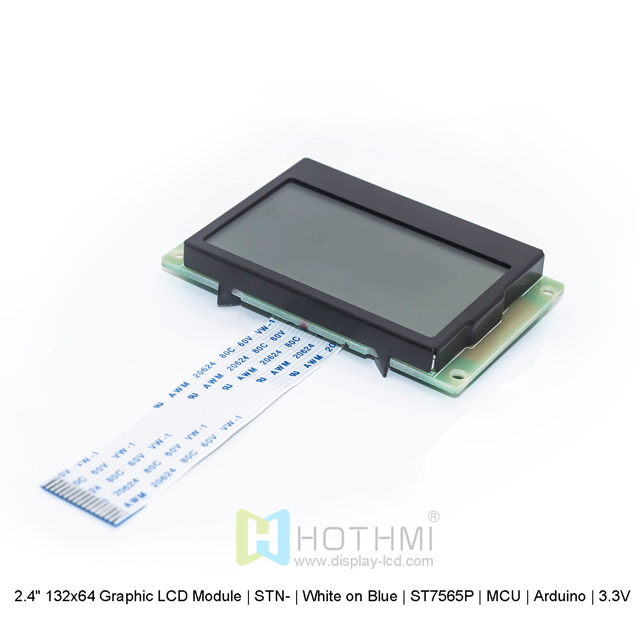 2.4英寸 132x64 图形液晶模块 | STN-蓝底白字 ST7565P 适用于 Arduino