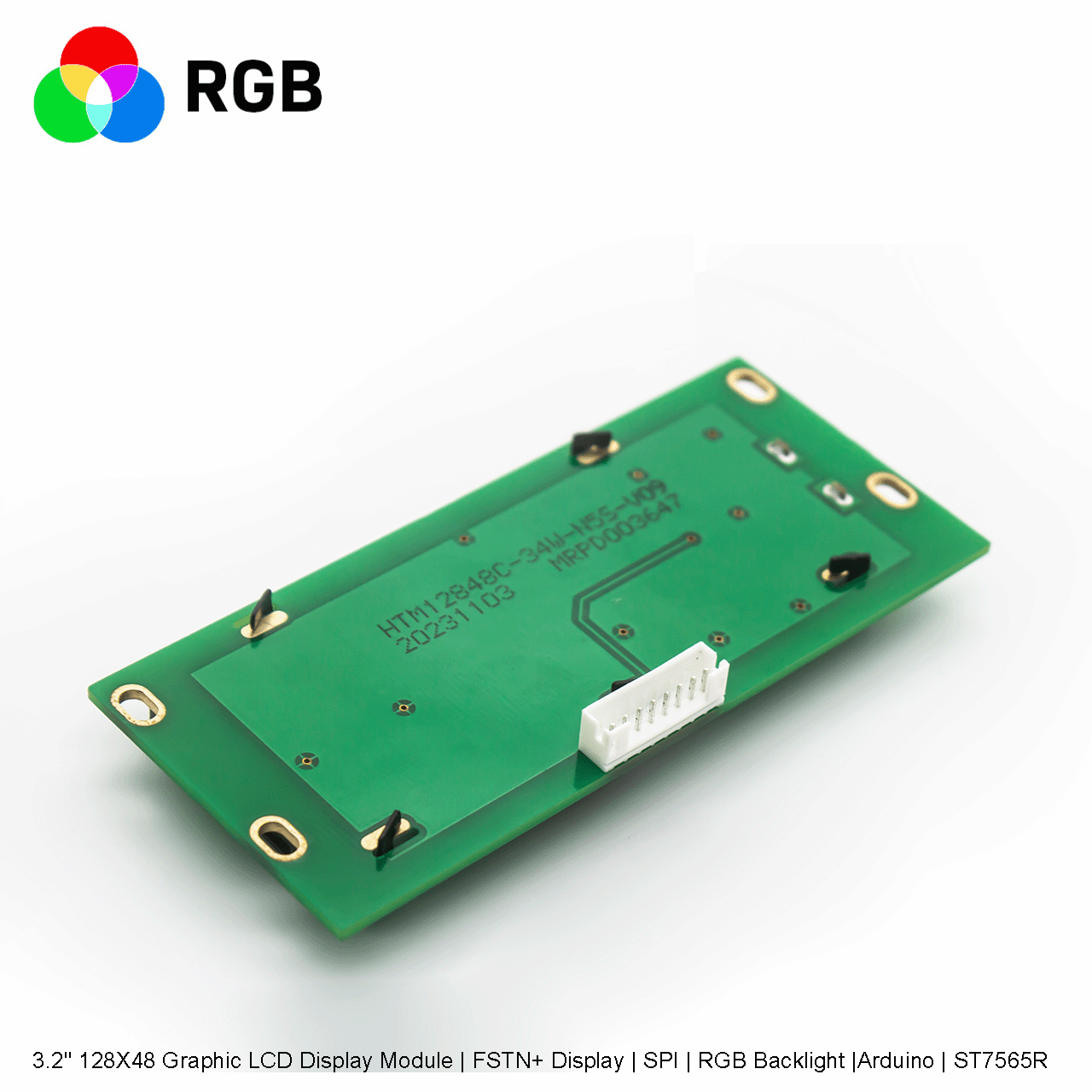 3.2寸128X48图形液晶显示模块  | FSTN+ 显示屏 | SPI | 红绿蓝背光 |Arduino | ST7565R