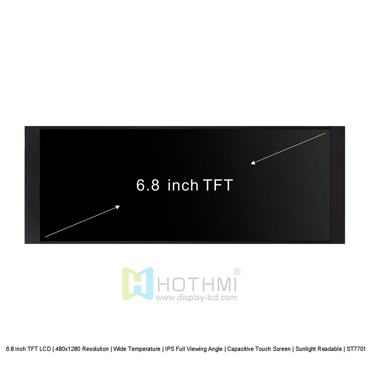 6.8 英寸 TFT LCD 显示屏 | 480x1280 分辨率阳光下可读