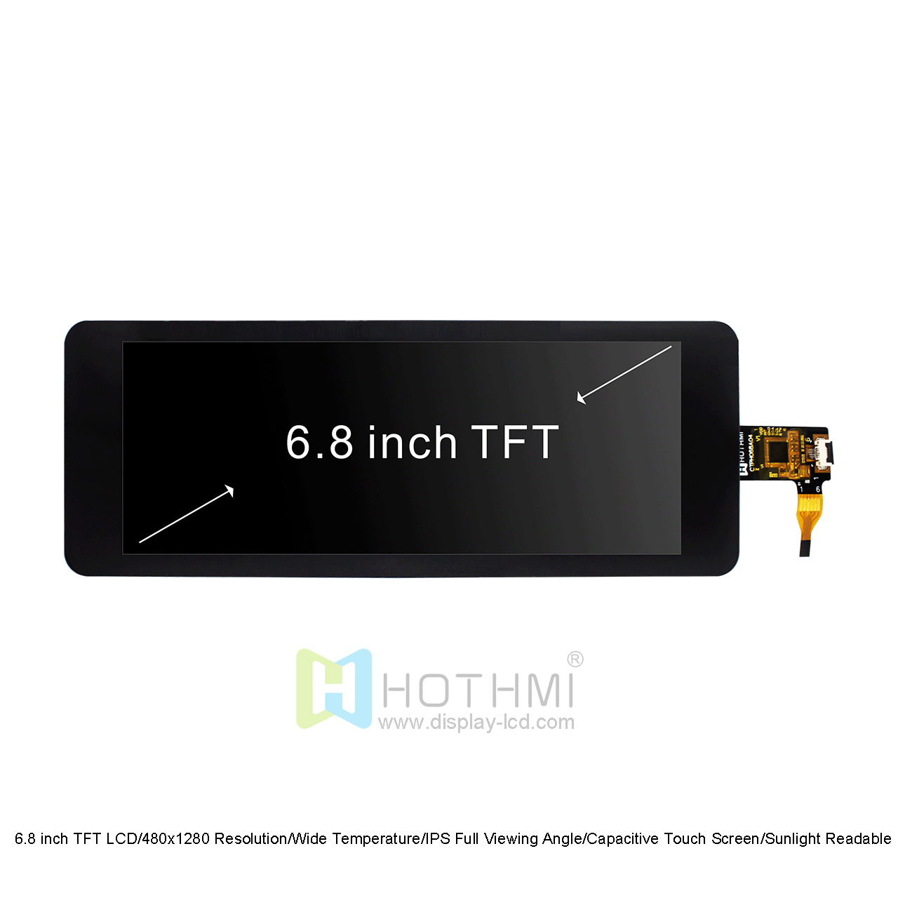 6.8 英寸 TFT LCD 显示屏 | 480x1280 分辨率，带 ST7701控制器