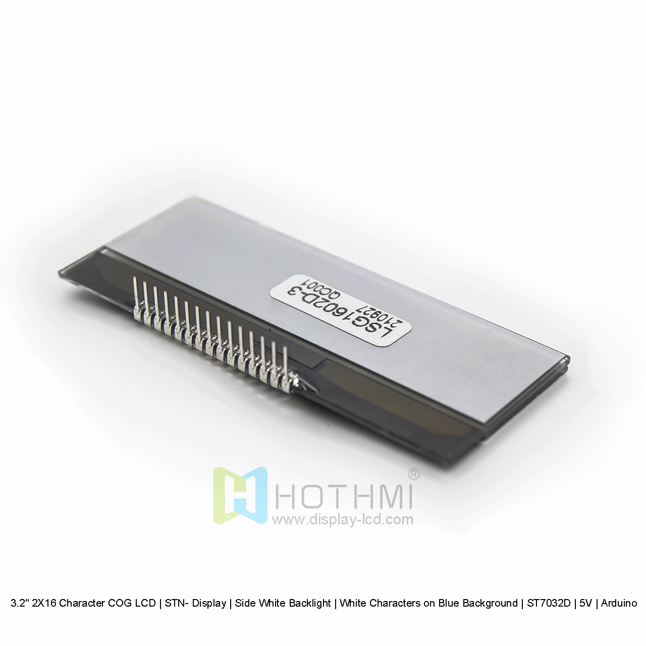 2X16 字符 COG 液晶屏 |STN-蓝色显示屏，带侧面白色背光
