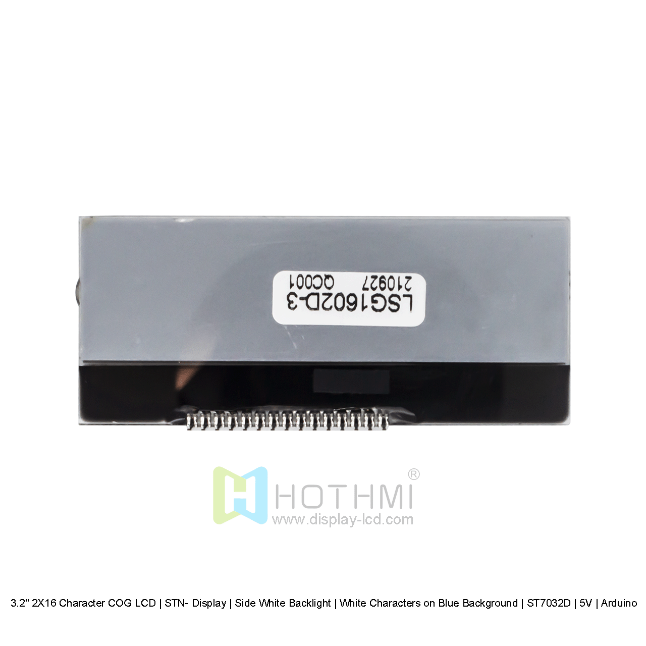 2X16 字符 COG 液晶屏 |STN-蓝色显示屏，带侧面白色背光