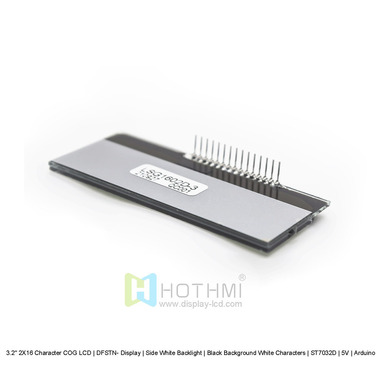 2X16 字符 COG 液晶屏 | DFSTN-黑色显示屏，带侧面白色背光 5V