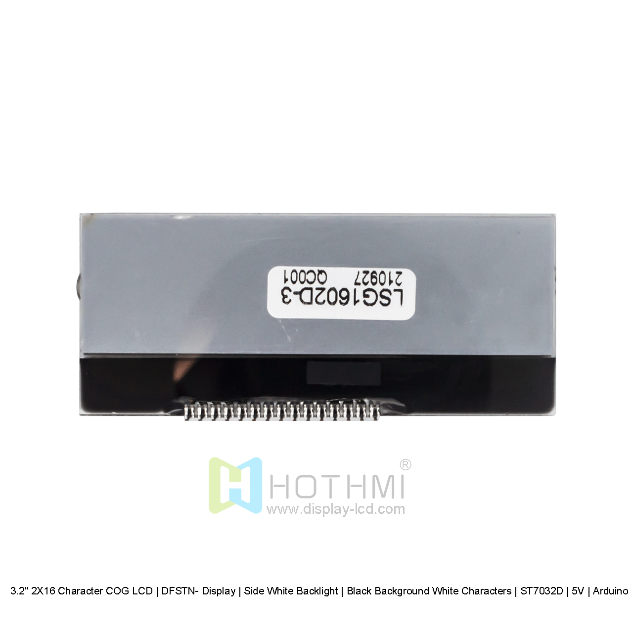 2X16 字符 COG 液晶屏 | DFSTN-黑色显示屏，带侧面白色背光 5V