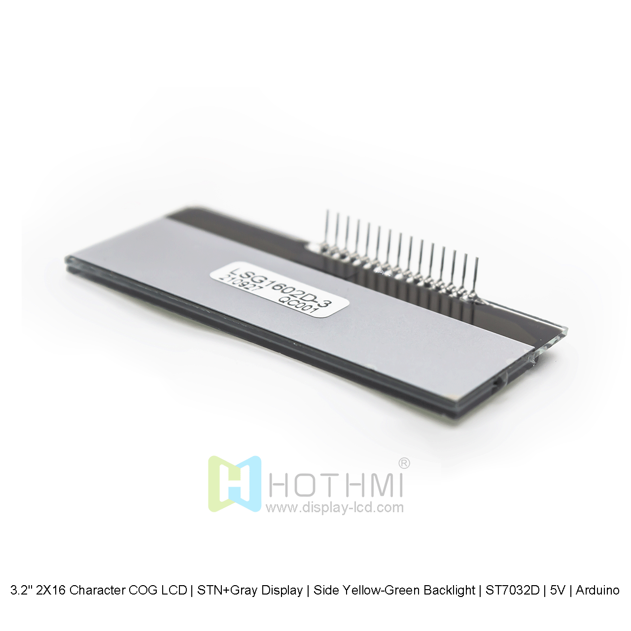 16×2 字符 COG 液晶屏 | DFSTN-灰色显示屏，带侧面黄绿色背光 5V
