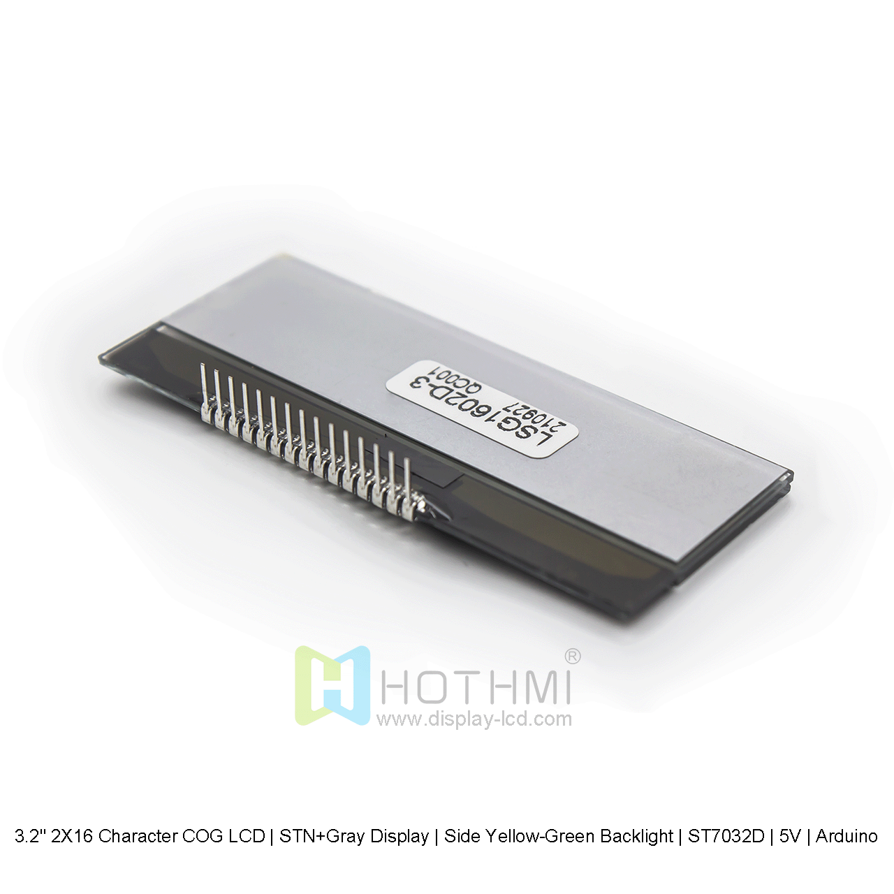 16×2 字符 COG 液晶屏 | DFSTN-灰色显示屏，带侧面黄绿色背光 5V