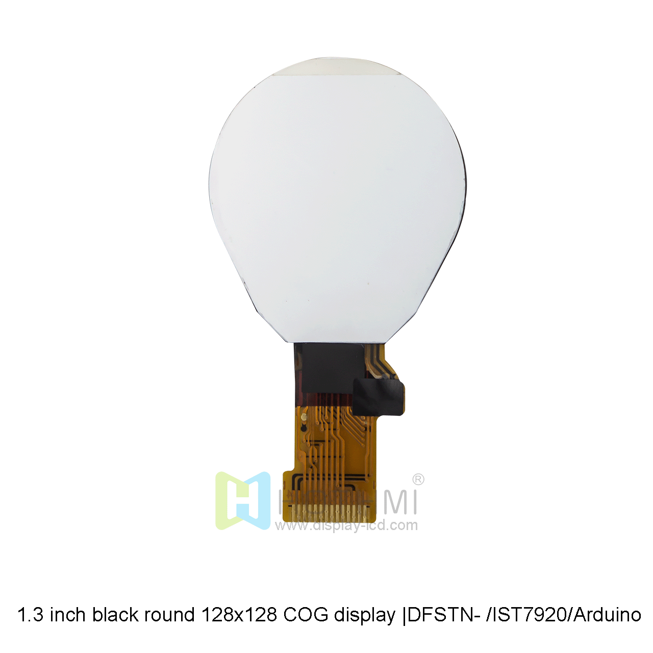 1.3英寸圆形COG |128x128 点阵图形COG LCD | 1.3 寸圆形液晶显示屏 | DFSTN-  |  黑底白字 | IST7920 | Arduino 