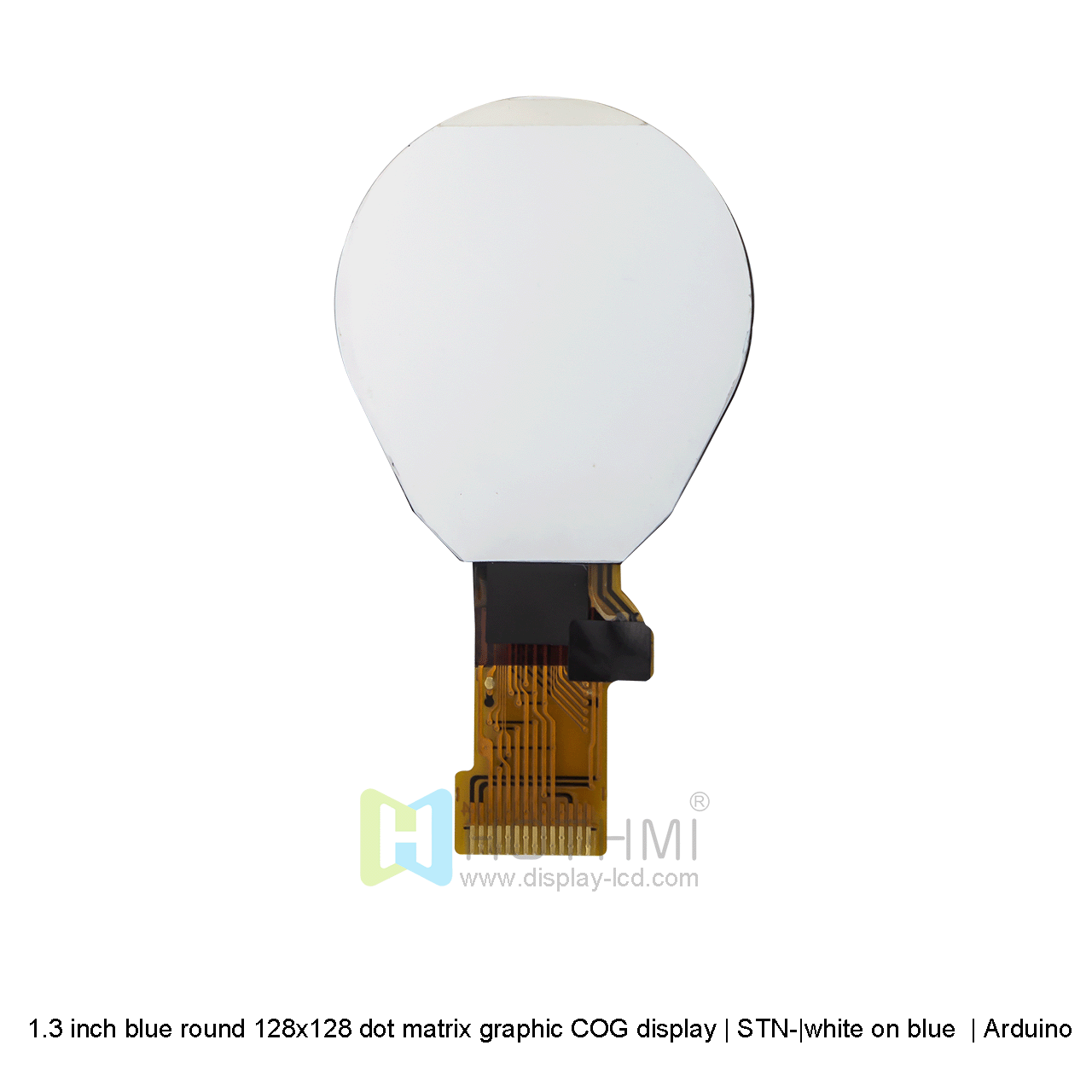 1.3英寸蓝色圆形COG |128x128 点阵图形COG LCD| 1.3 寸圆形液晶显示屏 | STN-  |  蓝底白字 | IST7920 | Arduino
