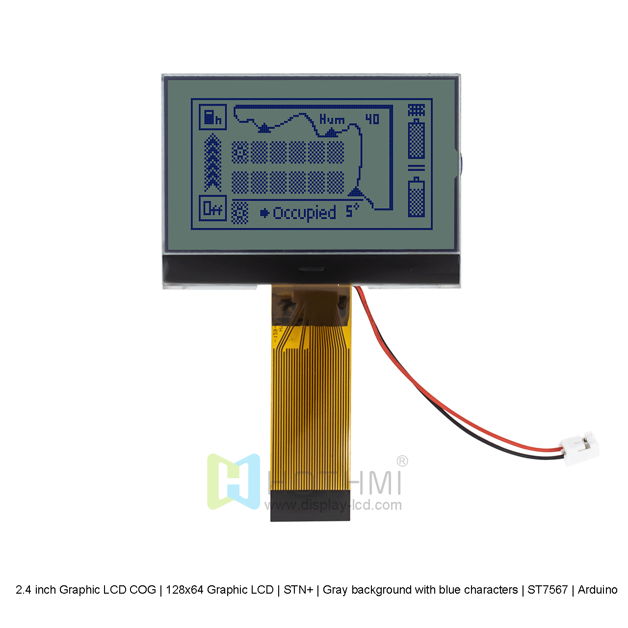 2.4寸图形液晶COG|128x64  图形液晶LCD| STN+ | 灰底蓝字 | ST7567 | Arduino