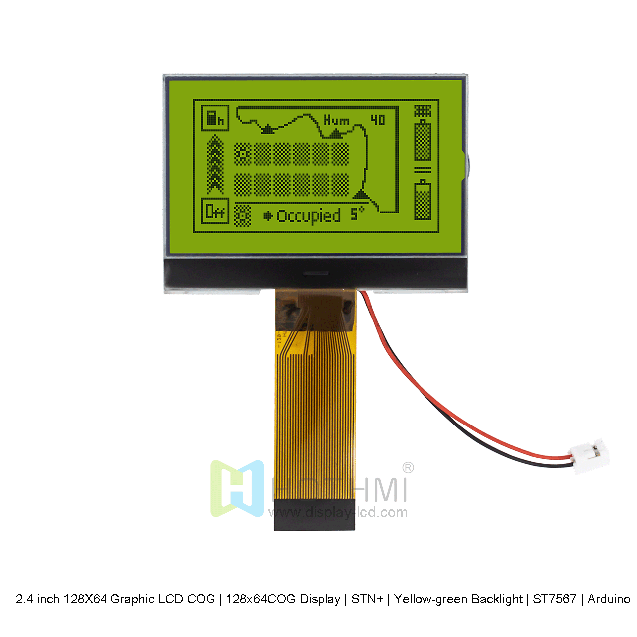 2.4 inch 128x64 Graphic LCD COG | 12864COG Display | STN+ | Yellow-green Backlight | ST7567 | Arduino