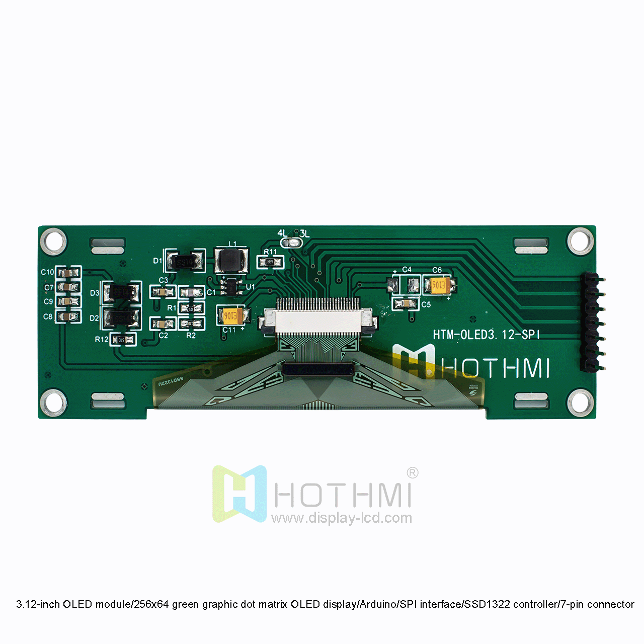 3.12英寸绿色OLED模组/256x64/Arduino/SPI接口/SSD1322