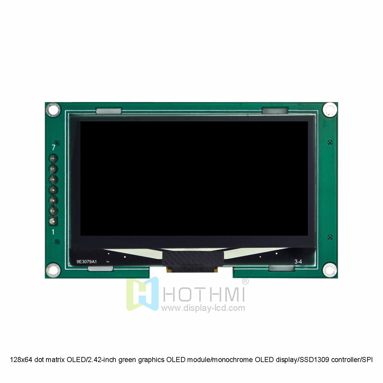 128x64 绿色图形OLED模块/单色OLED显示器/SSD1309控制器/SPI