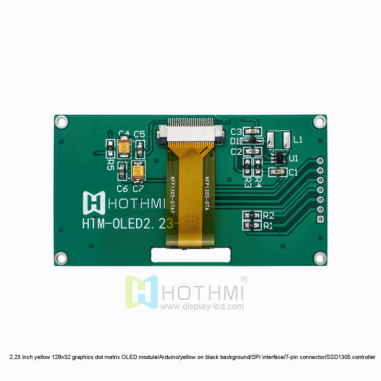 12832黑底黄字图形点阵OLED模组/Arduino//SPI接口/7针 SSD1305