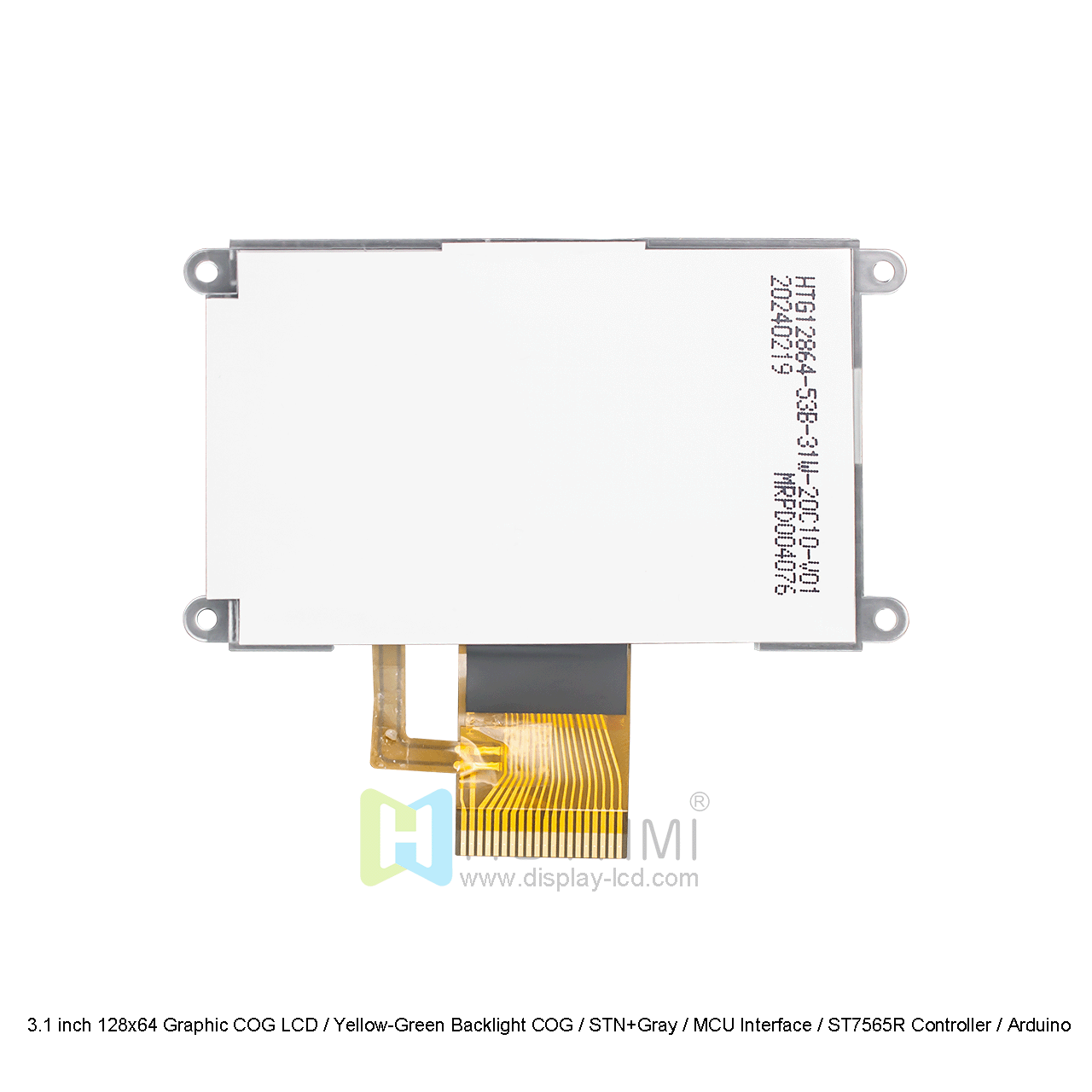 3.1 英寸 128x64图形COG LCD /黄绿背光COG/STN+灰/MCU 接口/ST7565R 控制器/Arduino