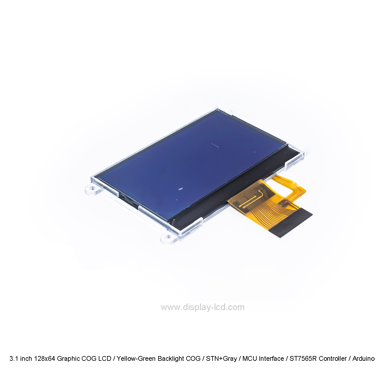 3.1 英寸 128x64图形COG LCD /黄绿背光COG/STN+灰/MCU 接口/ST7565R 控制器/Arduino