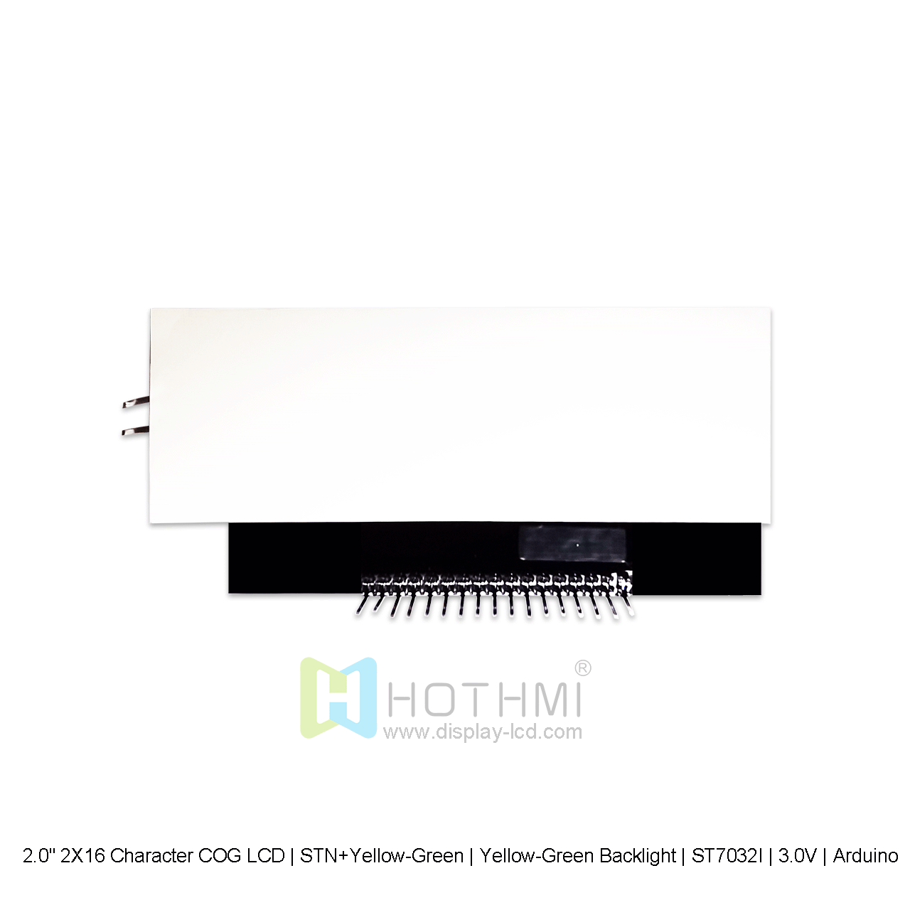 2.0寸 2X16 字符 COG 液晶显示屏 | STN+黄绿 |黄绿背光 | ST7032I | 3.0V | Arduino