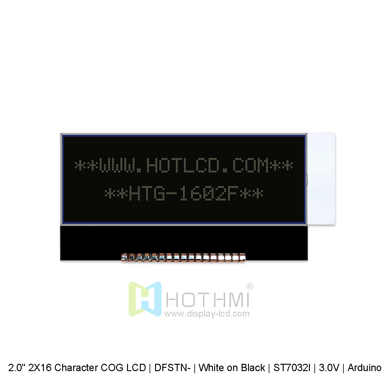 16×2字符 COG 液晶显示屏 | DFSTN- | 黑底白字 | 3.0V | Arduino
