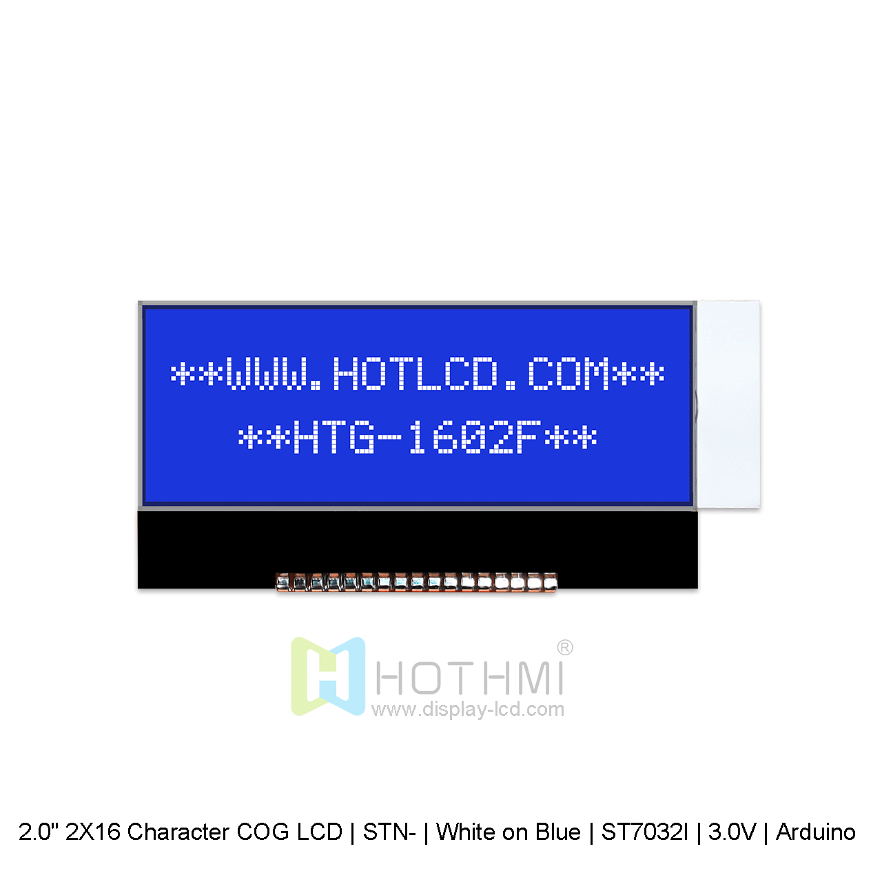16×2Character COG LCD | STN- | White on Blue | 3.0V | Arduino