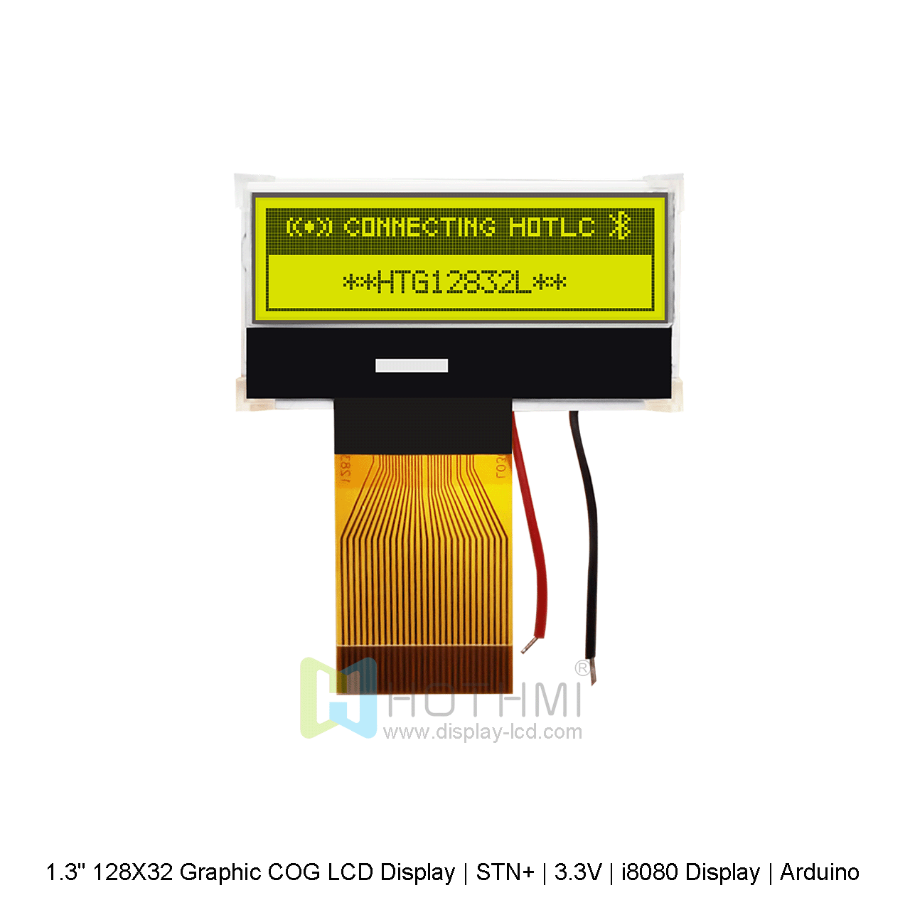 128x32 Graphic COG LCD Display With Yellow-Green Backlight