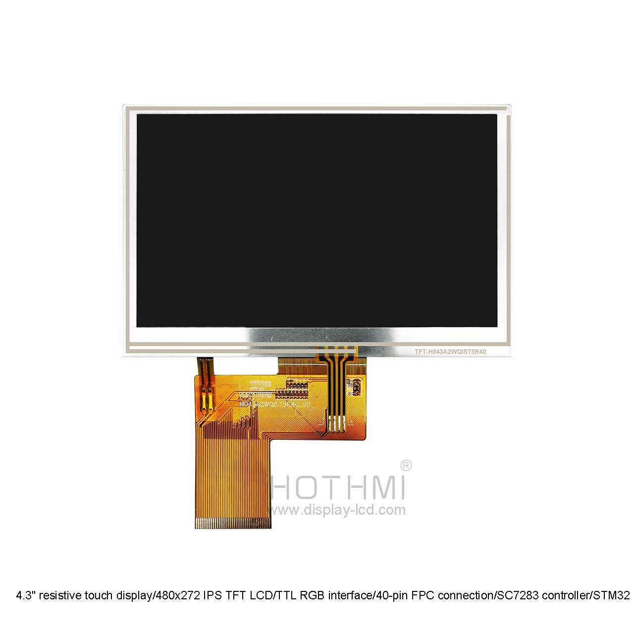 4.3 英寸 480x272 RGB TFT LCD 显示屏，带电阻式触摸屏