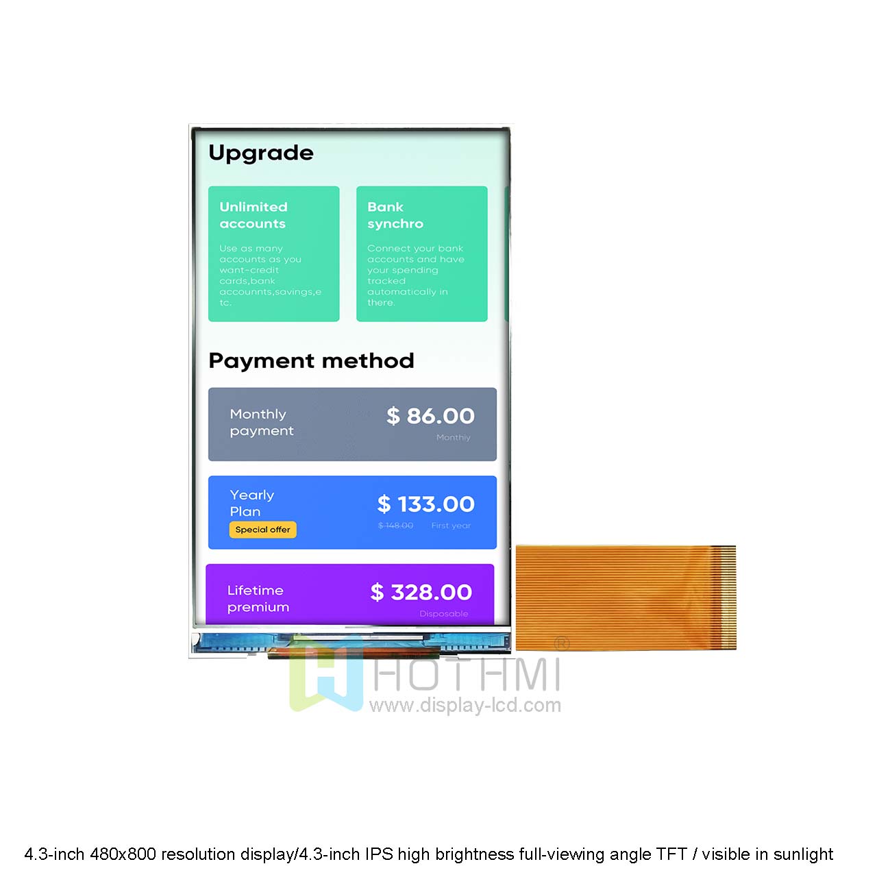 4.3 Inch 480x800  TFT Display For Industrial