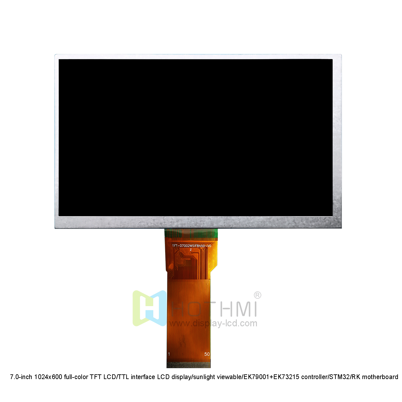 7.0 英寸 TFT LCD 显示屏 | 1024x600 分辨率阳光下可读，适用于工业