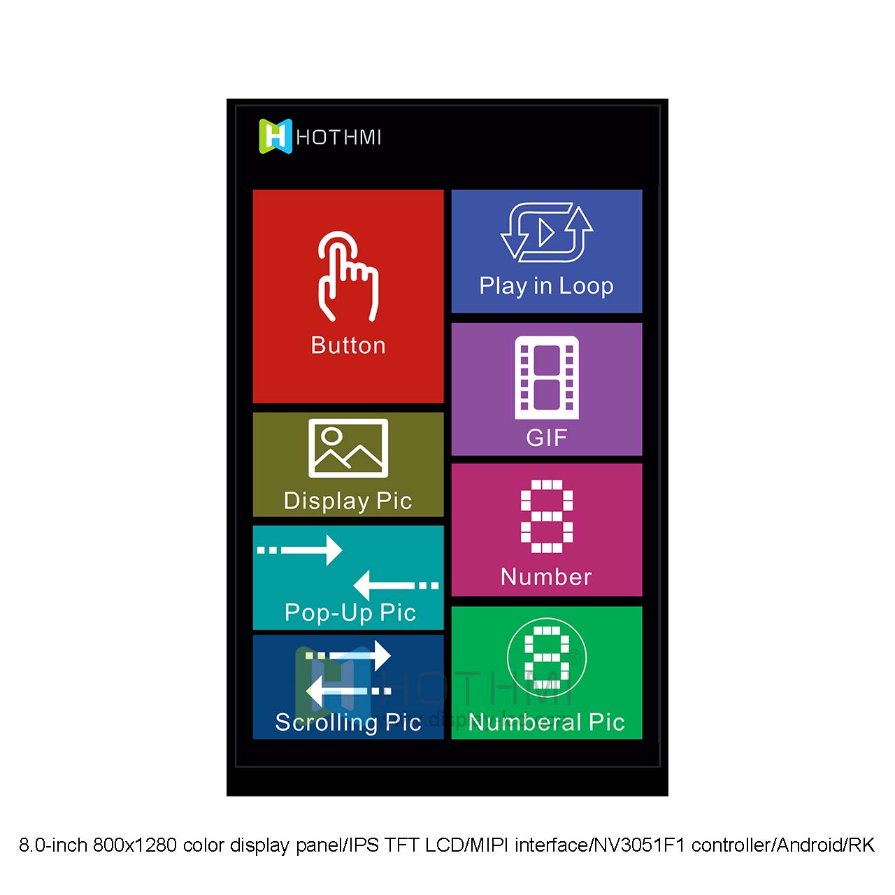 8英寸IPS TFT液晶显示屏 | MIPI DSI接口NV3051F1控制器