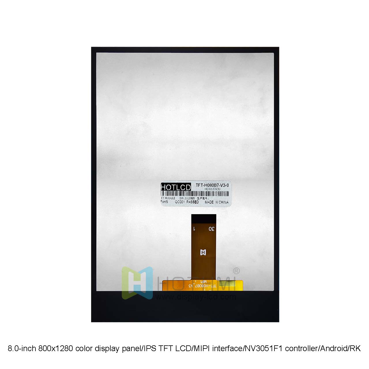 8英寸IPS TFT液晶显示屏 | MIPI DSI接口NV3051F1控制器