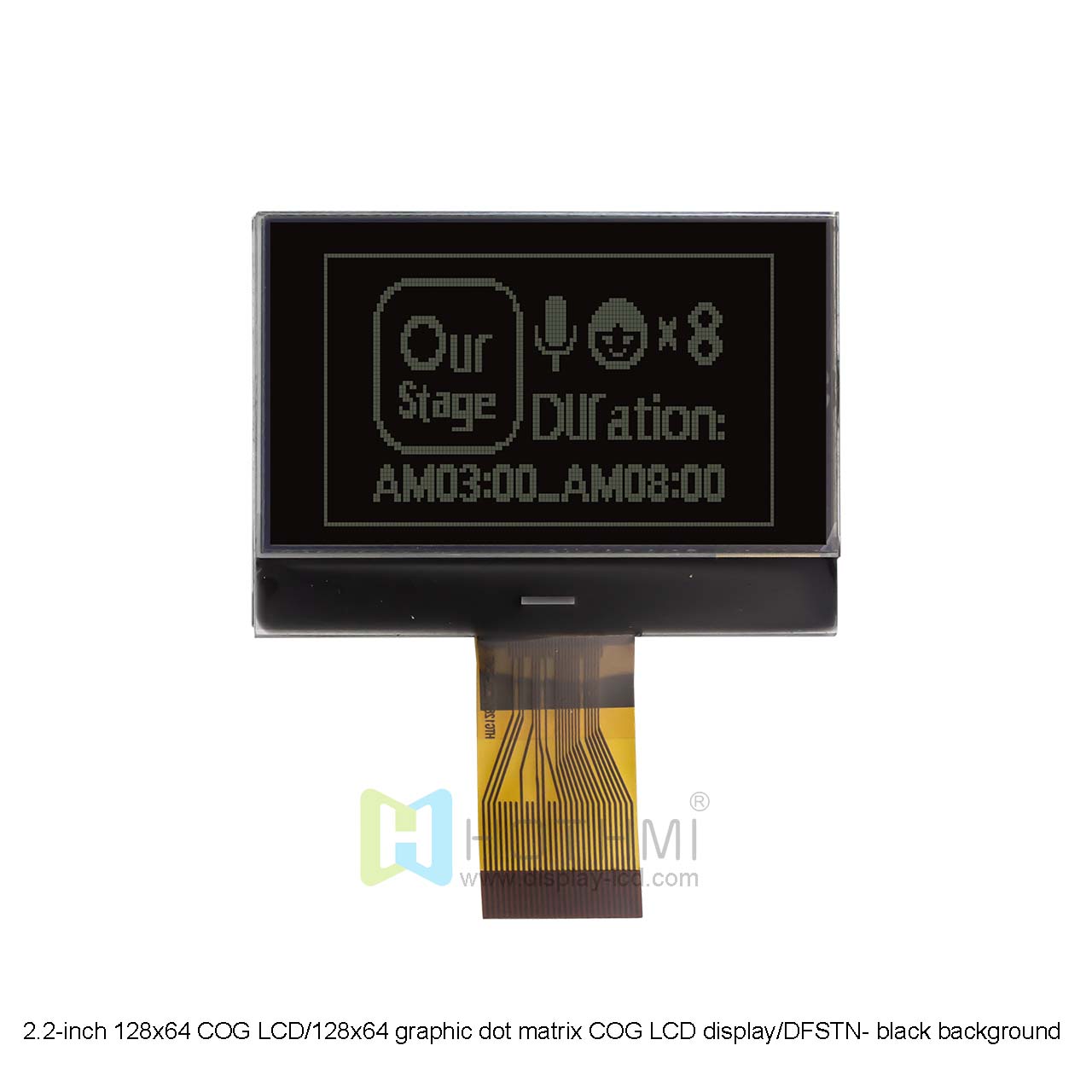 2.2寸128x64 COG LCD/128x64 图形点阵COG LCD显示屏/DFSTN- 黑底白字/ST7567控制器/Arduino