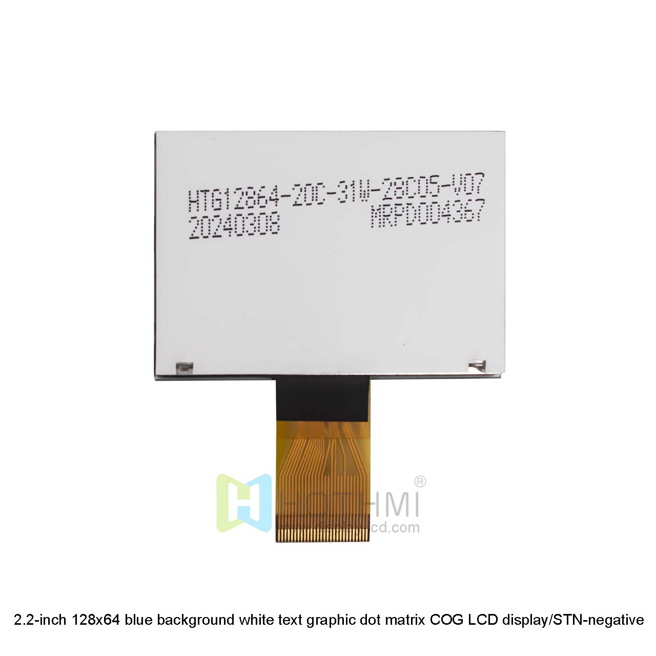 2.2寸128x64 蓝底白字图形点阵COG LCD显示屏/STN-负/ST7567控制器/Arduino/3.3V/5.0V