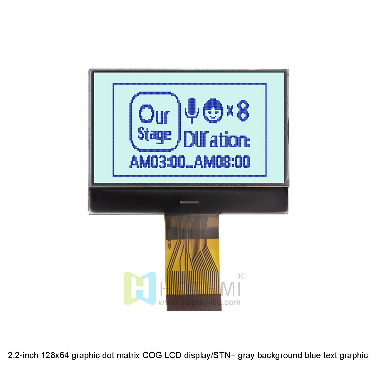 2.2寸128x64 图形点阵COG LCD显示屏/STN+ 灰底蓝字图形液晶显示屏/ST7567控制器/Arduino