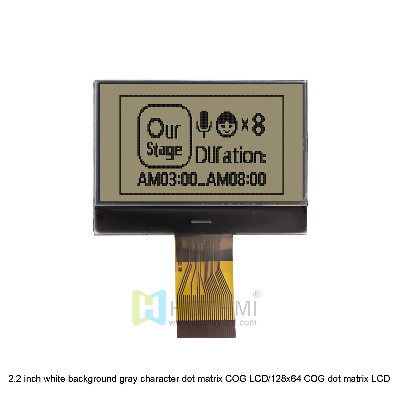 2.2寸白底灰字点阵COG LCD/128x64 COG点阵LCD显示屏/FSTN+/ST7567控制器/Arduino