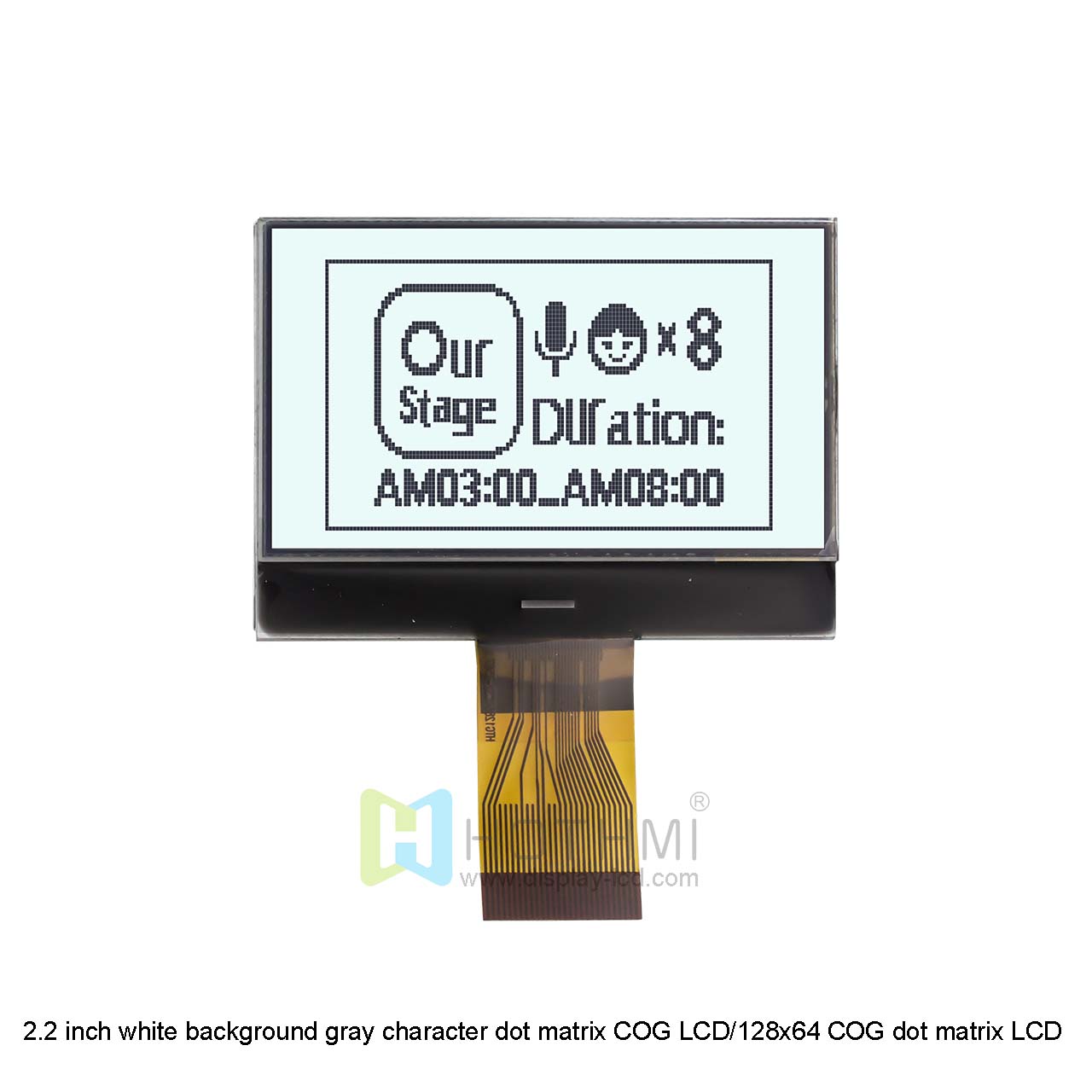 2.2寸白底灰字点阵COG LCD/128x64 COG点阵LCD显示屏/FSTN+/ST7567控制器/Arduino