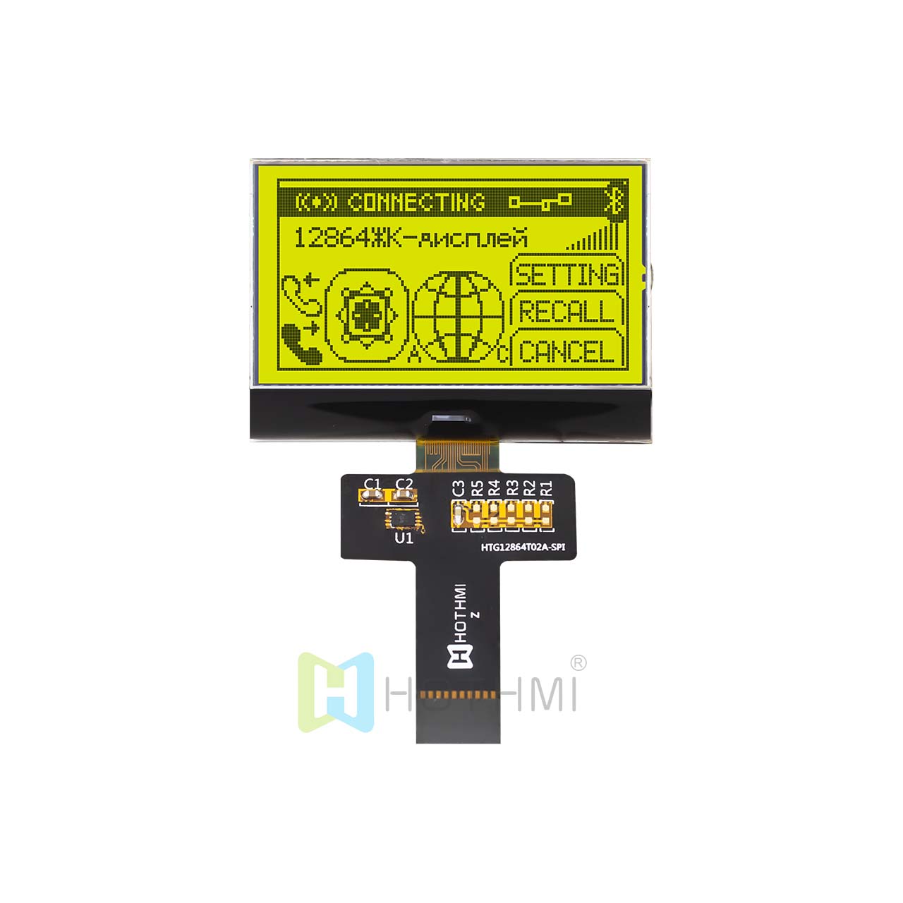 Graphic COG LCD 2.2" 128x64 | STN+Yellow-Green Backlight | SPI | ST7567 | Arduino 