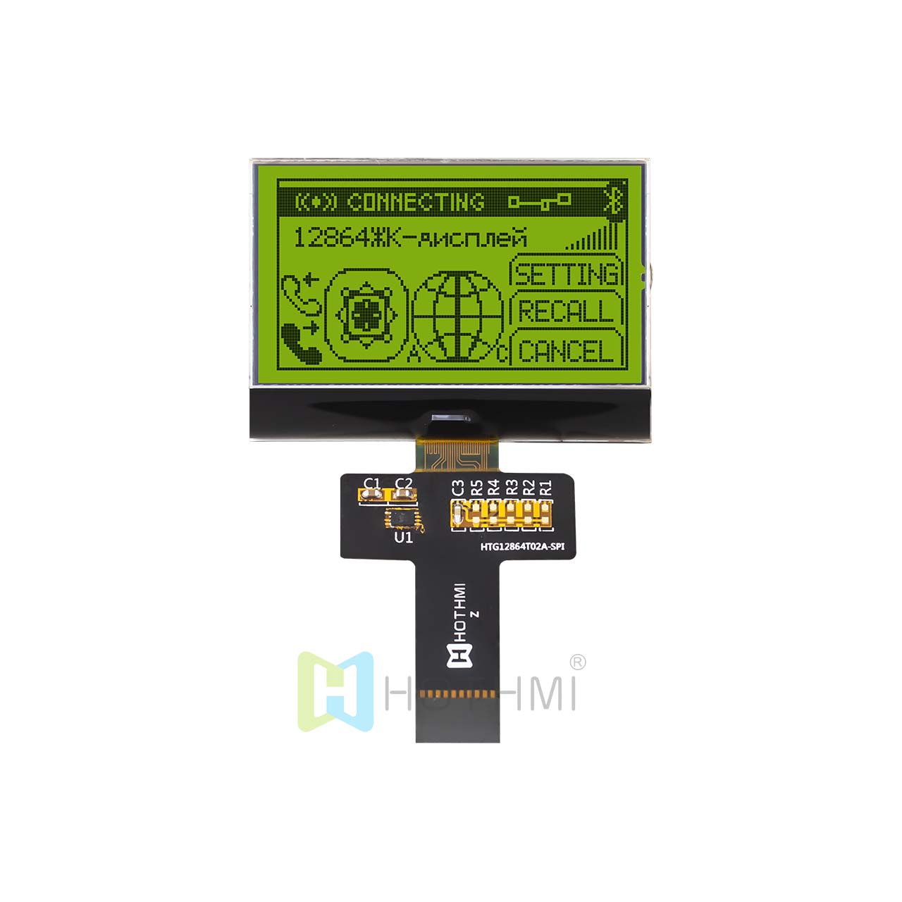 Graphic COG LCD 2.2" 128x64 | STN+Yellow-Green Backlight | SPI | ST7567 | Arduino 