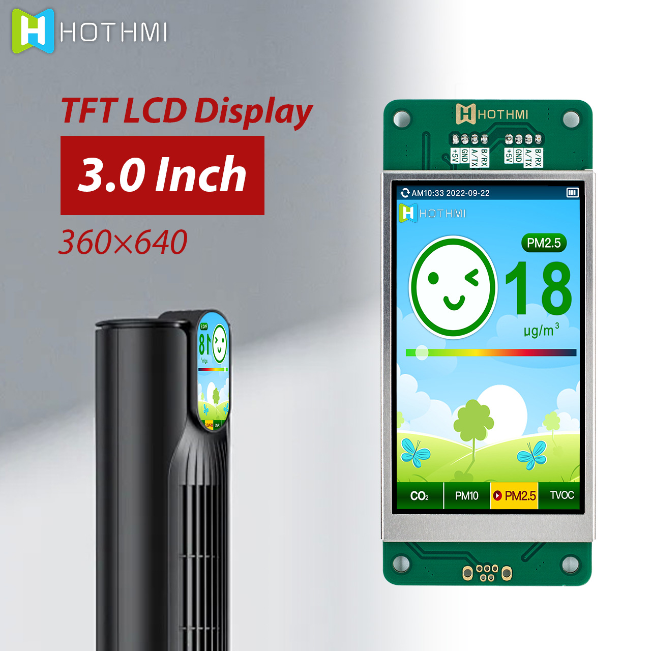 3.0 英寸 TFT 面板 | 360x640 EzUI TFT 屏幕 | RS485 TFT 模块