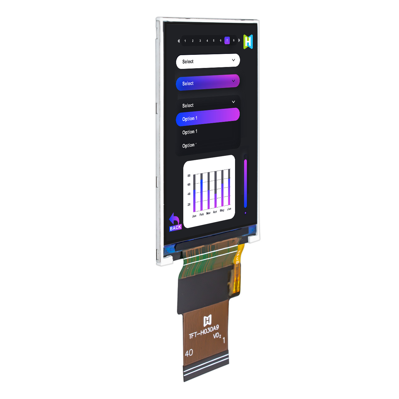 3.0 英寸 TFT LCD 显示屏 | 360x640 分辨率，带 RGB 接口