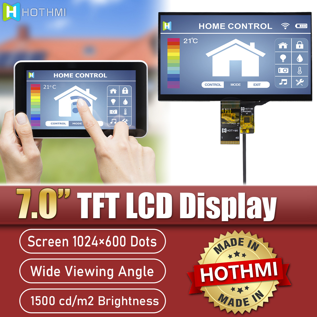 7.0寸IPS TFT LCD | 1024x600 LVDS/MIPI 电容触摸显示屏