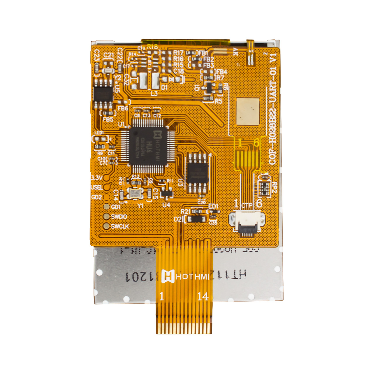 2.8"TFT LCD 显示屏 | 240x320 UART HMI 电容式显示屏 | FPC 上的芯片