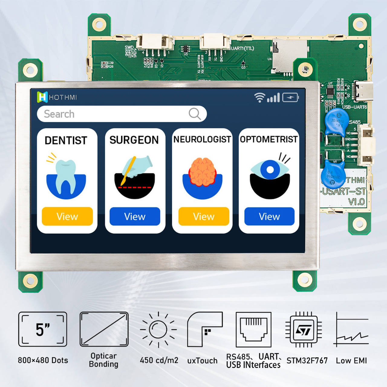 5寸STM32嵌入式TFT LCD-800x480 USART智能显示屏