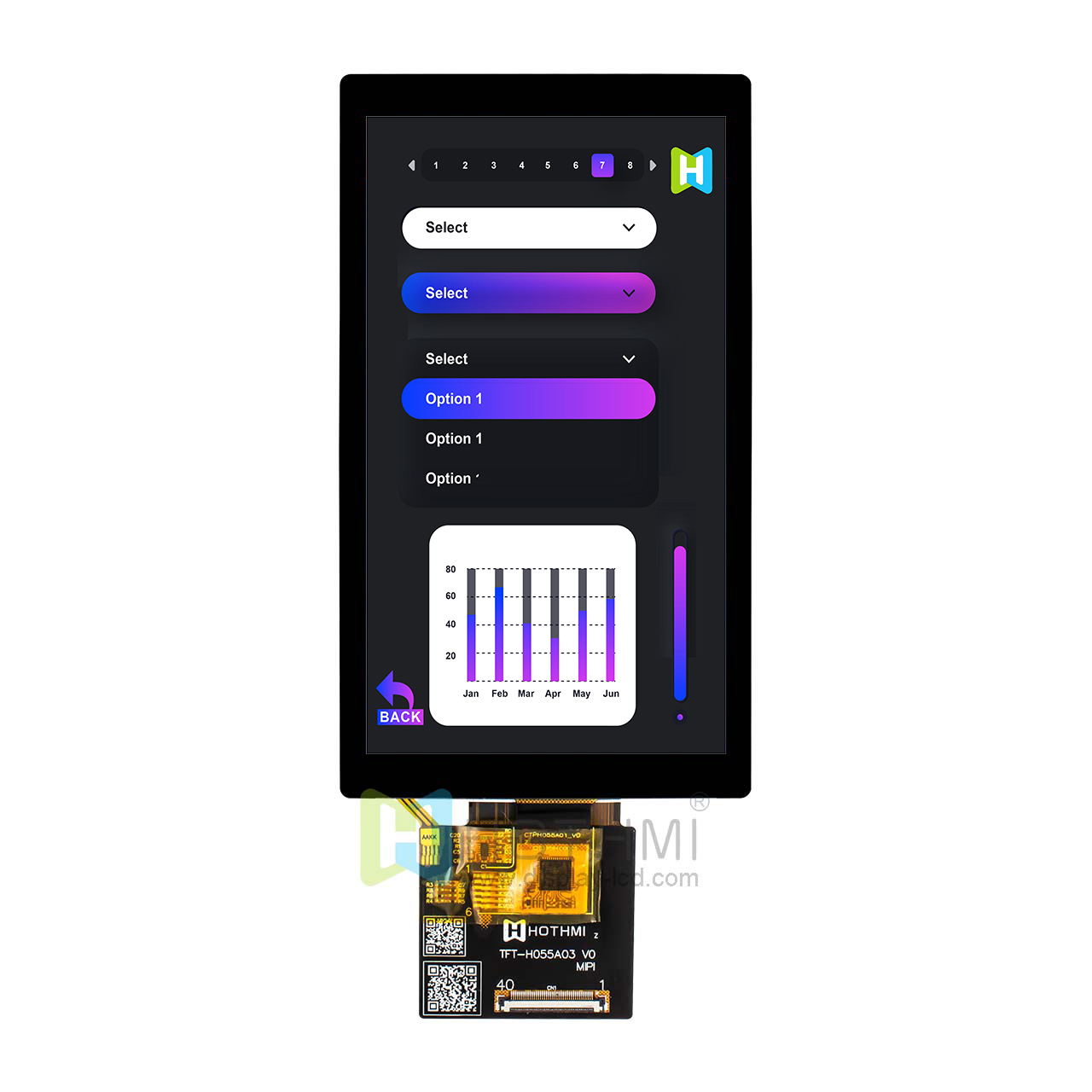 5.5寸电容式触摸TFT液晶显示模块 - MIPI接口带ST7703控制器