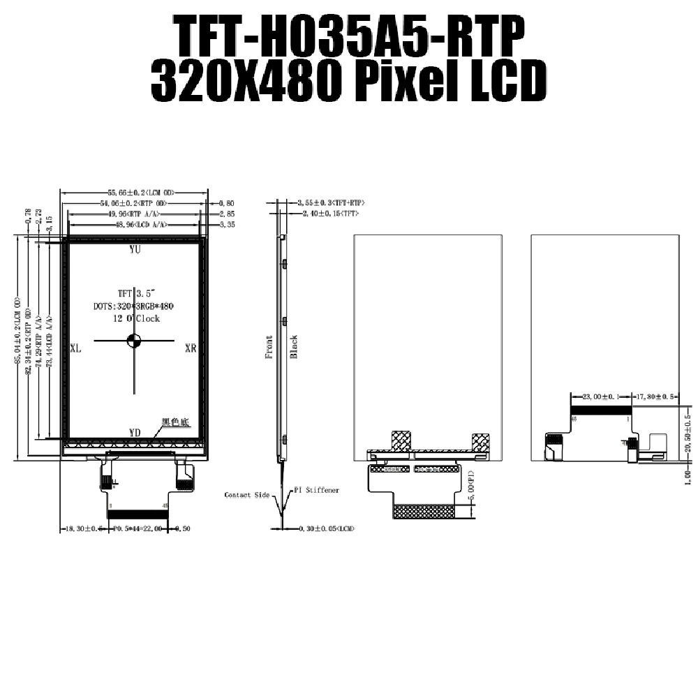 3.5英寸TFT LCD显示屏，带RTP | ST7796S控制器